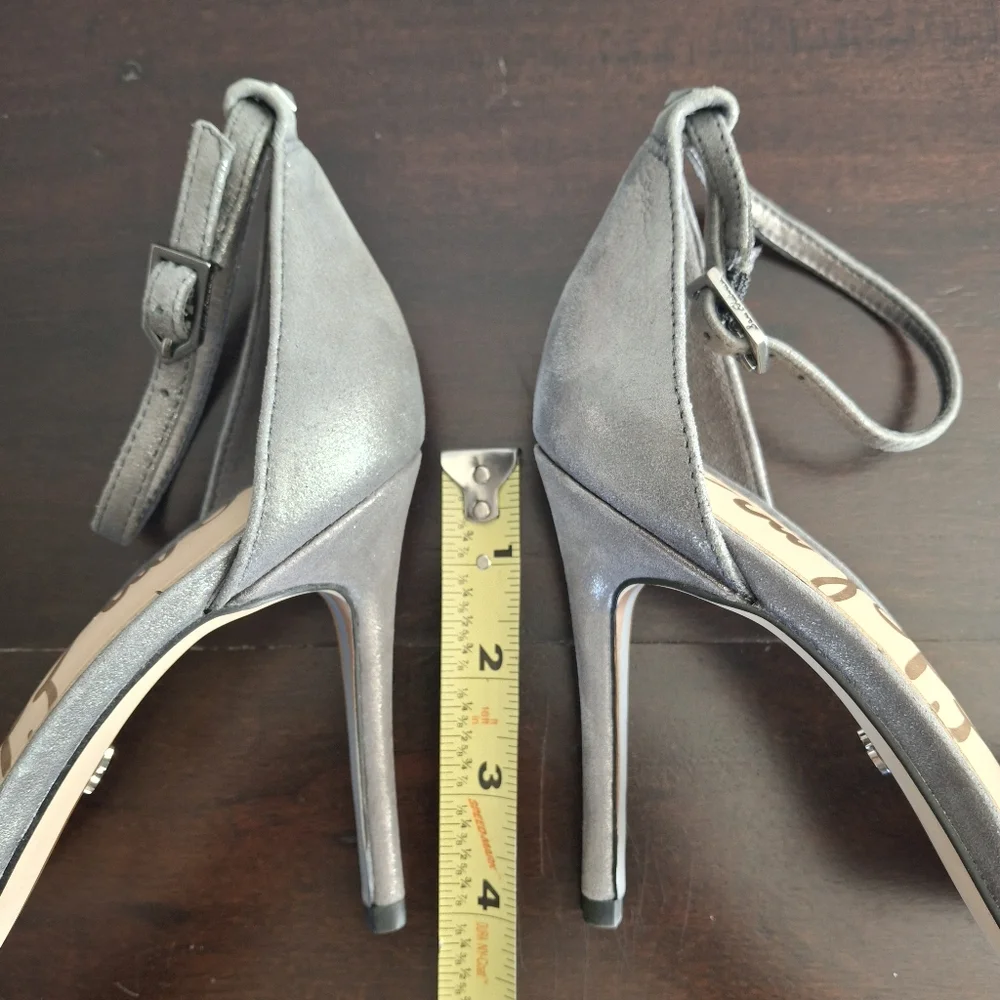 SAM EDELMAN "Ariella" Leather Stiletto Ankle Strap Dress Sandal-Silver- Size 6 - Picture 8 of 12